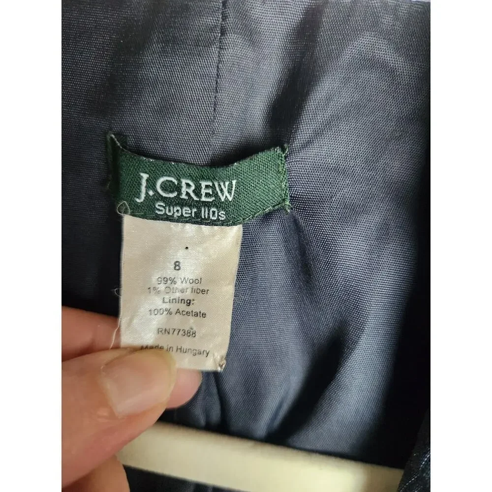 J Crew Vtg womens wool Blazer sz 8 navy pinstripe 1 button academic old money - Picture 6 of 10